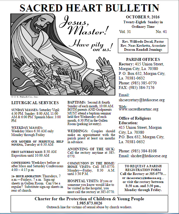 bulletin100920161 | Sacred Heart of Jesus